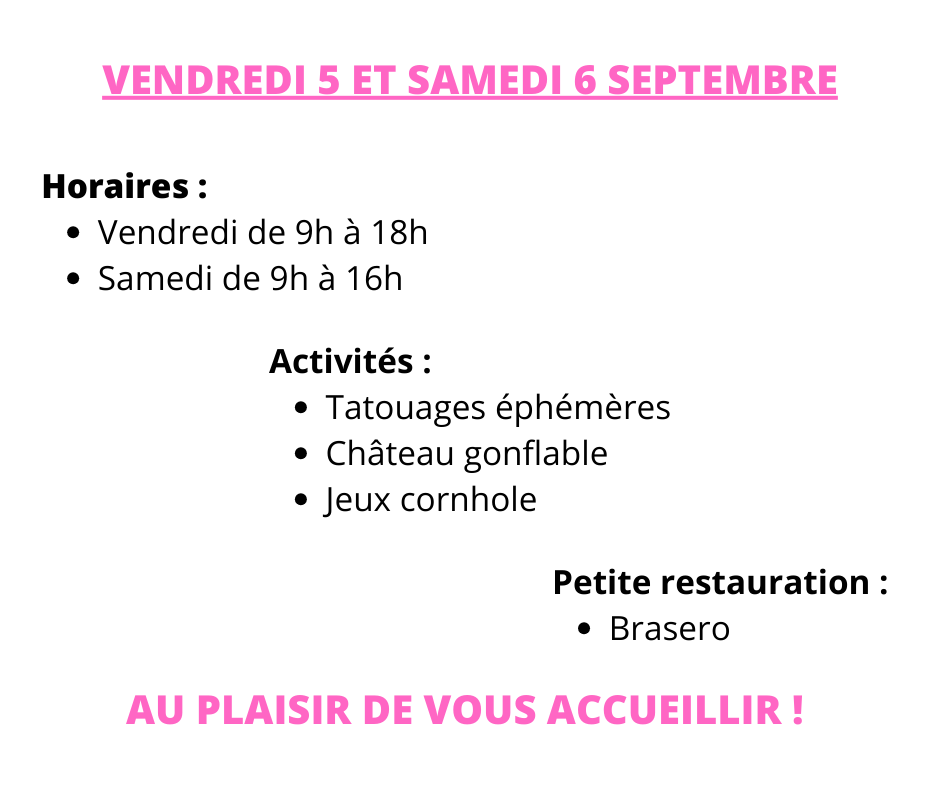 INVITATION Vendredi 5 et Samedi 6 septembre